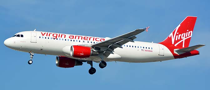 Virgin America Airbus A320-214 N848VA, Los Angeles international Airport, January 19, 2015